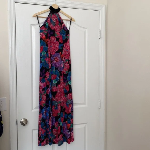 NWT FARM Rio Floral Velvet Neckline Halter Dress S Dark Romantic Whimsygoth - Picture 3 of 10